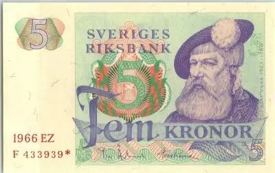 Su�de 5 Kronor Roi Gustaf Vasa - 1966 *