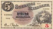 Su&egrave;de 5 Kronor Svea - Gustav Vasa - 1949 - B.268686