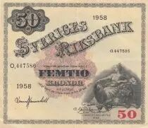 Su&egrave;de 50 Kronor - Svea - Gustav Vasa - 1958 - S&eacute;rie O - P.44d