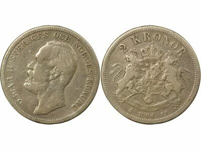 Su�de Oscar II - 2 Kronor Argent - 1904 Kungsholmen