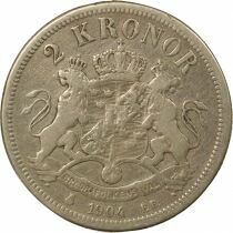 Su&egrave;de Oscar II - 2 Kronor Argent - 1904 Kungsholmen