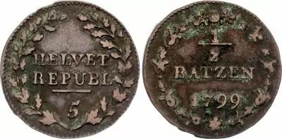 Suisse 1/2 Batzen - R�publique Helv�tique - 1799