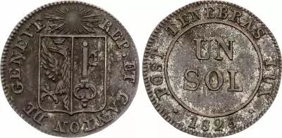 Suisse 1 Sol - Canton de Gen�ve - 1825