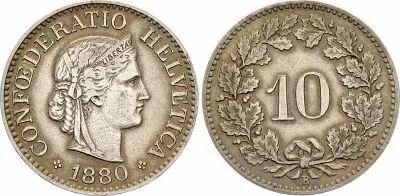 Suisse 10 Centimes - Libertas - 1880