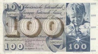 Suisse 100 Francs - Enfant St Martin - 23-12-1965 - S�rie 54W