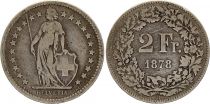 Suisse 2 Francs Helvetia - 1878 - B Bern - Argent