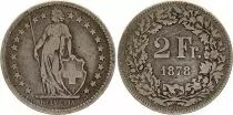 Suisse 2 Francs Helvetia - 1878 - B Bern - Argent