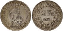 Suisse 2 Francs Helvetia - 1921 - B Bern - Argent