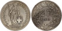 Suisse 2 Francs Helvetia - 1943 - B Bern - Argent
