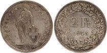 Suisse 2 Francs Helvetia - 1945 - B Bern - Argent