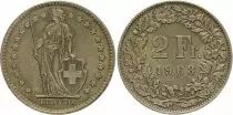Suisse 2 Francs Helvetia - 1963 - B Bern - Argent