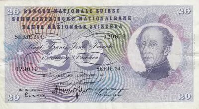 Suisse 20 Francs - Guillaume-Henri Dufour - Chardon argent� - 22-12-1960 - S�rie 24L