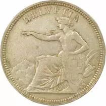 Suisse 5 Francs Argent, Helvetia assise - 1874 B. Bruxelles