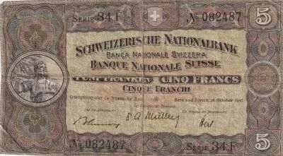 Suisse 5 Francs William Tell - 16-10-1947 - S�rie 34 F