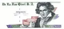 Suiza 1 Varinota, Test Note - De la Rue Giori - Beethoven - Uniface Purple and Off-White
