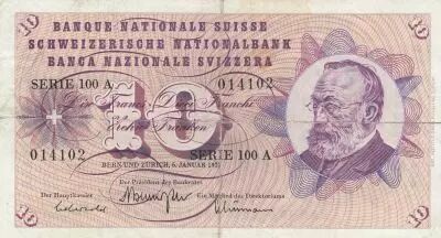 Suiza 10 Francs - Gottfried Keller - Carnation Flowers - 07-02-1977 - Serial 100A