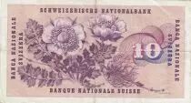 Suiza 10 Francs - Gottfried Keller - Carnation Flowers - 21-01-1965 - Serial 42Y
