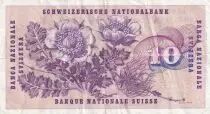 Suiza 10 Francs 1967 - Gottfried Keller, Carnation Flowers - 07-02-1974 - Serial 95H