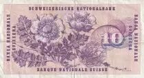 Suiza 10 Francs 1974 - Gottfried Keller, Carnation Flowers - Serial 94 A