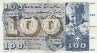 Suiza 100 Francs - Child  St Martin - 01-01-1967 - Serial 56L