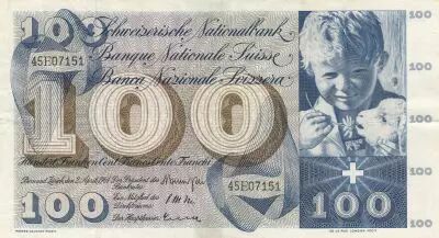 Suiza 100 Francs - Child  St Martin - 02-04-1964 - Serial 45E