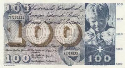 Suiza 100 Francs - Child  St Martin - 05-01-1970 - Serial 72N