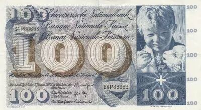 Suiza 100 Francs - Child  St Martin - 15-01-1969 - Serial 64P