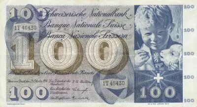 Suiza 100 Francs - Child  St Martin - 25-10-1956 - Serial 1T