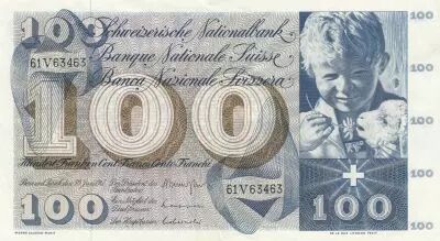 Suiza 100 Francs - Child  St Martin - 30-06-1967 - Serial 61V
