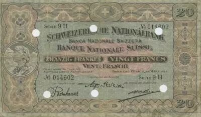 Suiza 20 Francs Head of woman