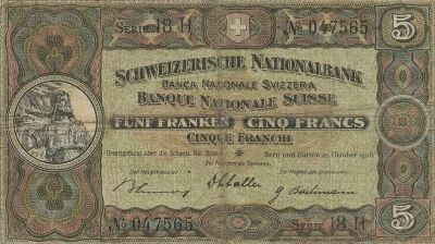 Suiza 5 Francs - 22-10-1936 - P.11h