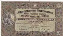 Suiza 5 Francs William Tell - 16-10-1947 - Serial 38 T