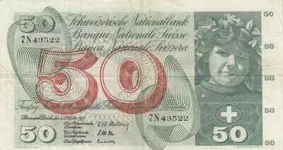 Suiza 50 Francs - Apple Harvesting Scene - 04-10-1957 - Serial 7N