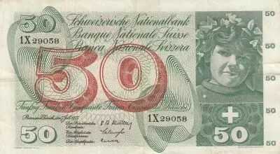 Suiza 50 Francs - Apple Harvesting Scene - 07-07-1955 - Serial 1X
