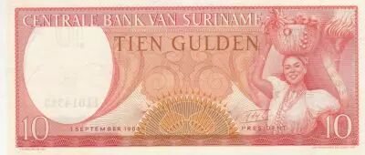 Suriname 10 Gulden, Femme et Panier de fruits - 1963 - S�rie LL
