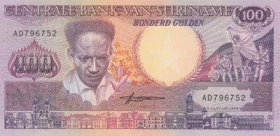 Suriname 100 Gulden - Anton De kom - Toucan - 1988 - S�rie AD