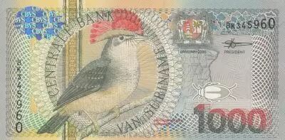 Suriname 1000 Gulden - Kingfisher - Orchid - 2000 - BK Series
