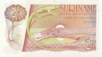 Suriname 2&frac12; florins - Tangara gris-bleu - L&eacute;zard et vue du barrage d\'Afobaka - 1978 - S&eacute;rie X/3
