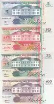 Suriname S&eacute;rie de 4 billets du Suriname - 5 &agrave; 100 Gulden 1996-1998