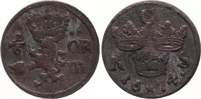 Svezia 1/6 Ore Carl XI - Armoiries - 1674