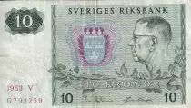 Svezia 10 Kronor - King Gustaf VI - 1963 - Serial V - P.52a