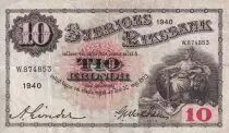 Svezia 10 Kronor - Svea - Gustav Vasa - 1940 - Serial W - P.34w