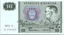 Svezia 10 Kronor  Carl XVI Gustaf - 1975 - S - UNC- P.52c
