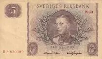 Svezia 5 Kronor - King Gustaf VI - 1963 - Serial BE - P.50b