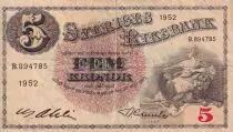 Svezia 5 Kronor - Svea - Gustav Vasa - 1952 - Serial B - P.33ai