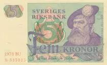 Svezia 5 Kronor Roi Gustaf Vasa - 1978 - Serial B 535