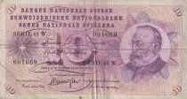 Svizzera 10 Francs 1969 - Gottfried Keller, Carnation Flowers - Serial 61 W