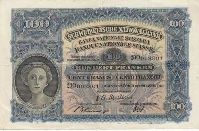 Svizzera 100 Francs - 1949 - VF - P.35v