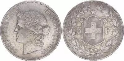 Svizzera 5 Francs Head of woman - 1889 B