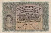Svizzera 50 Francs Woman\'s head - 01-10-1972 - Serial 11Q
